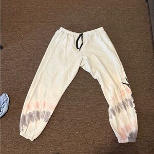 PINK Victoria's Secret Cream Tie-Dye Joggers